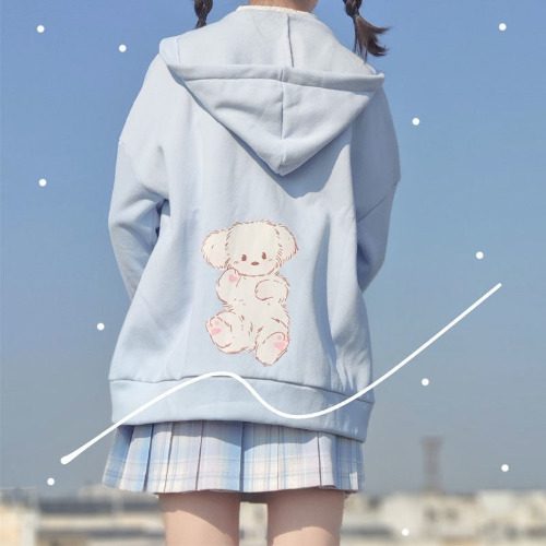 Tiny Blue Puppy Hoodie - M