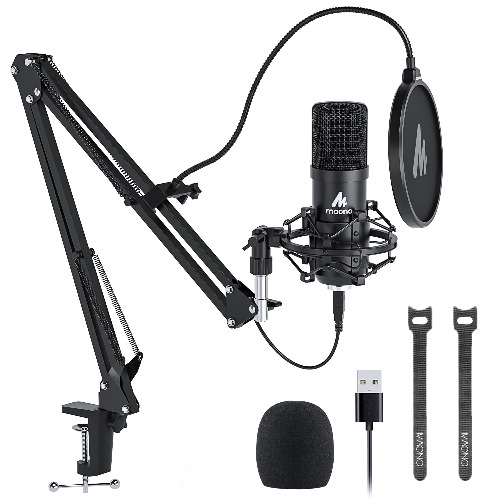 USB Microphone, MAONO 192KHZ/24Bit Plug & Play PC Computer Podcast Condenser Cardioid Metal Mic Kit with Professional Sound Chipset for Recording, Gaming, Singing, YouTube (AU-A04) - 