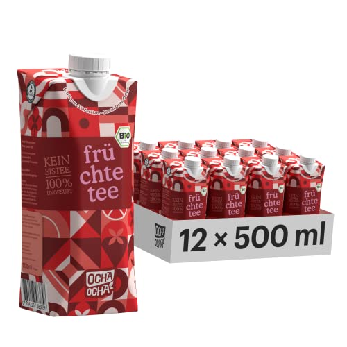 Ocha Ocha - Bio Eistee 100% zuckerfrei & koffeinfrei - Bio Früchtetee für Kinder und Diabetiker geeignet (12x500ml)