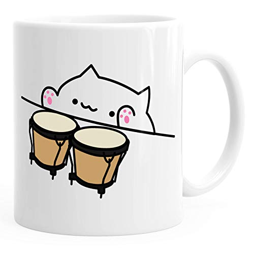 Kaffee-Tasse Bongo Cat Meme MoonWorks® weiß unisize - unistyle