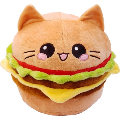 moodrush® XL Burger Cat Katzen-Burger Kissen Cheeseburger Hamburger Plüschtier Kuscheltier Stofftier waschbar | ca. 35x35x25 cm - 