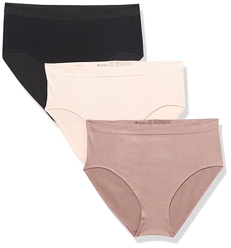 Wacoal Women's B-Smooth Brief Panty (3 Pack) - X-Large - Rose Dust, Deep Taupe, Black