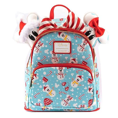 LOUNGEFLY Unisex's Mochila Disney Minnie Y Mickey Muecos de Nieve + Diadema Mucos Neve, Multicolored, 15.6