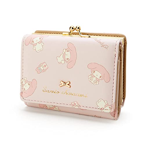 通用 Kawaii Anime Girl's PU Leather Short Wallet Women's Cartoon Purse Coin ID Credit Card Bag Clutch Buckle Case ( Pink )