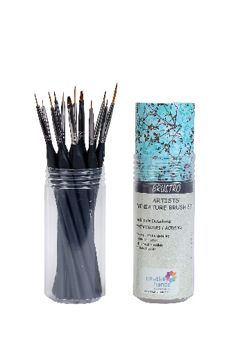 BRUSTRO Artists ’ Watercolour & Acrylic Miniature Brush Set of - 12