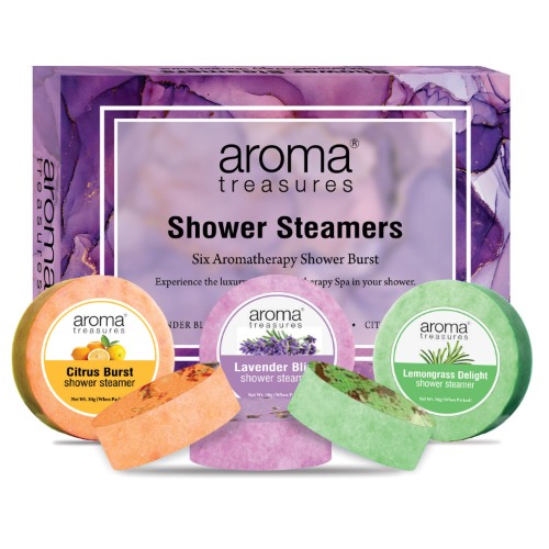 Aroma Treasures Shower Steamers | Aromatherapy Shower Bursts - Lavender, Lemongrass & Orange (Pack of 6) | Relaxing & Energizing Spa Experience | Natural Essential Oils | Gift Set for Wellness
