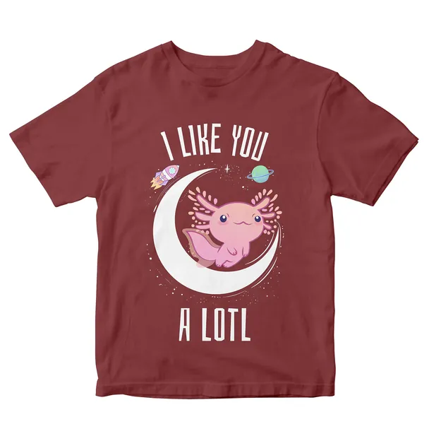 Heybroh Girls' Regular Fit T-Shirt I Like You A Lotl Axolotl 100% Cotton Girl's Unisex Fit T-Shirt
