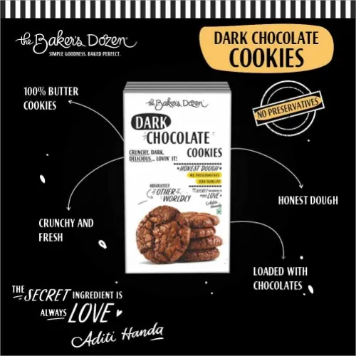 The Baker's Dozen Handmade Dark Chocolate Cookies | Chrunchy and Other Wordly | Loaded with Chocolate Chunks | Pack of 2 : Amazon.in: Grocery & Gourmet Foods