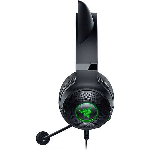 Razer Kraken Kitty V2 - Kabelgebundenes RGB-Headset mit Katzenohren (Reaktive Streaming-Beleuchtung, Razer HyperClear Mikro, TriForce 40-mm-Treiber, 7.1 Surround Sound) Schwarz - Schwarz - Kraken Kitty V2 - Single