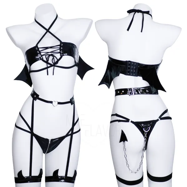Hell Rider Succubus Lingerie - Black / L/XL