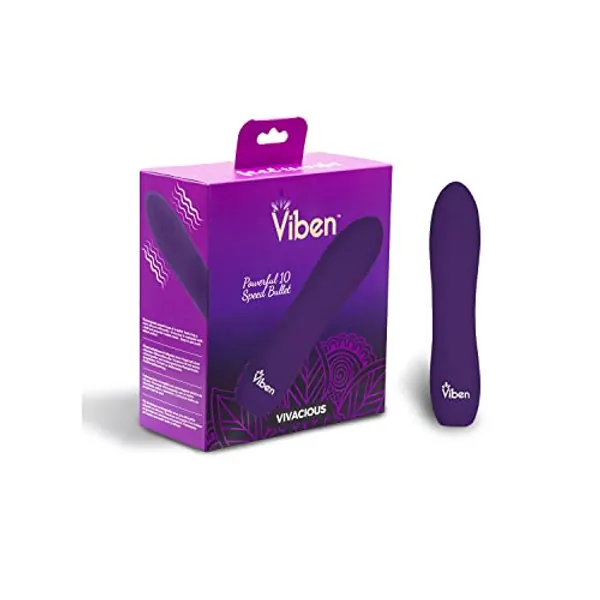 Viben Vivacious Bullet Vibrator | 10 Function Power Bullet | Premium Silicone Rumble Motor | USB Rechargeable Waterproof Adult Toys | Violet