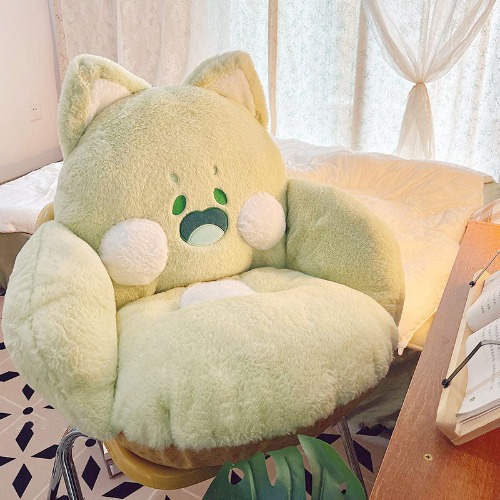 Jumbo Fluffy Cat Seat Cushion - Green / 50x60cm