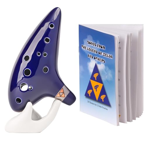 Deekec Zelda Ocarina 12 Hole Alto C with Song Book (Songs From the Legend of Zelda) with Display Stand Protective Bag - Blue