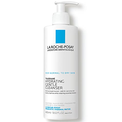 La Roche-Posay Toleriane Hydrating Gentle Face Cleanser | Hydrating Facial Cleanser With Niacinamide + Ceramides | Daily Face Wash For Dry Skin To Normal Skin | Sensitive Skin Tested | Fragrance Free - 13.52 Fl Oz (Pack of 1)