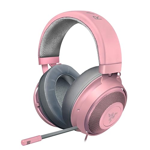Razer Kraken Gaming Headset: Lightweight Aluminum Frame, Retractable Noise Isolating Microphone, For PC, PS4, PS5, Switch, Xbox One, Xbox Series X & S, Mobile, 3.5 mm Audio Jack - Quartz Pink - Quartz Pink