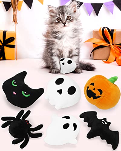 CiyvoLyeen 6PCS Halloween Catnip Toys Plush Cat Chew Bite Toys Teething Interactive Catnip Filled Kitten Toy for Halloween Cat Lover Gift