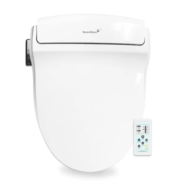 SmartBidet SB-1000 Electric Bidet Seat for Round Toilets with Remote Control- Electronic Heated Toilet Seat with Warm Air Dryer and Temperature Controlled Wash Functions (White) Made in Korea