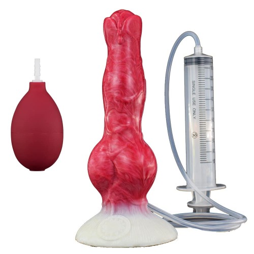 Soft Suction Multi Color Artificial Wolf Dildo Squirting Dildo Canine with Syringe Bulb for Beginner - 