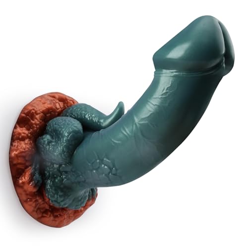 Thick Big Monster Dildo, 7.6 Inch Dragon Dildo with Tentacle Suction Cup Dildo Fantasy Anal Dildo Hands-Free Anal Sex Toys, Silicone Curved Dildo Adult Sex Toys for Women Men Gay Anal Prostate Massage - Green
