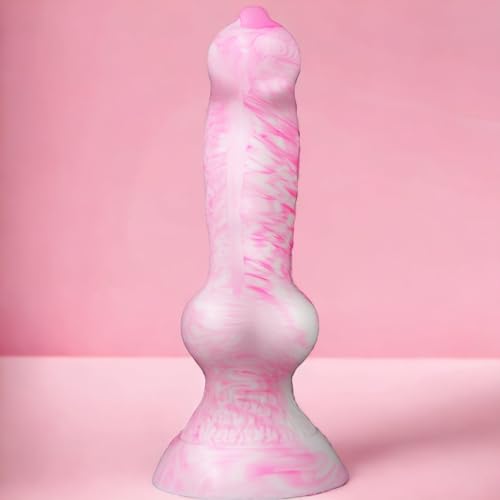 7"Beginner Dog Knot Small Dildo,Realistic Silicone Animal Dildo With Strong Suction Cup, Fantasy Monster Colorful Creature Thin Pink Dildos, Wolf Penis Anal Plug Sex Toy For Women Men Couple Play Game - 7"Knot Dildo