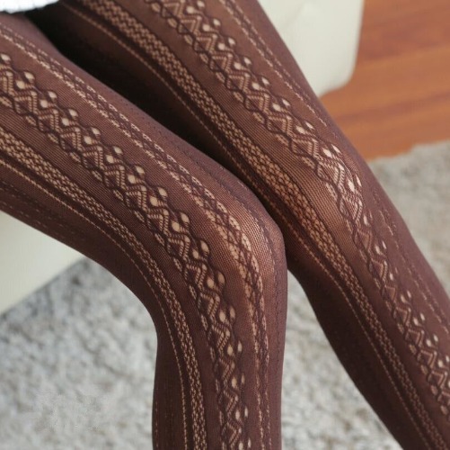 Elegant Lace Tights | Coffee