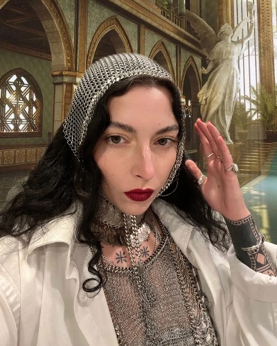 Falconiere Silver Bonnet - Tasseled Chainmail Kerchief - Made to Order 3 - 6 weeks | Default Title