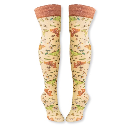 Bugs Printed Mesh Stay Up Stockings | XS/S / bugs