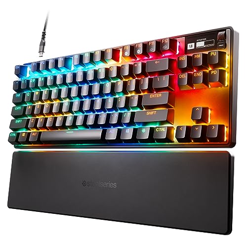 SteelSeries Apex Pro TKL HyperMagnetic Gaming Keyboard - Adjustable Actuation - Esports Tenkeyless - OLED Screen - PBT Keycaps - USB-C - 2023 Edition - English QWERTY Layout - Compact (TKL) - UK English QWERTY