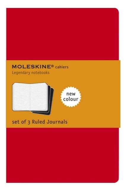 Moleskine Cahier Journal, Soft Cover, Large (5" x 8.25") Ruled/Lined, Cranberry Red, 80 Pages (Set of 3)