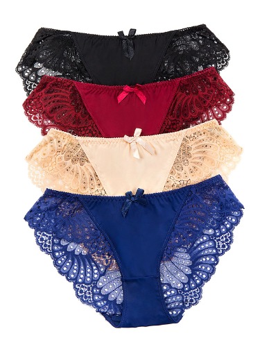 Panties Underwear Hipster Panties Sexy Lace Briefs for Women (4 Pack) - Multicolor Medium