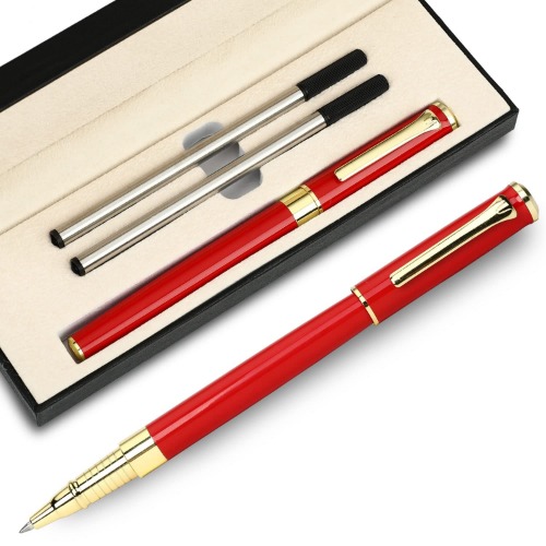 YIVONKA Luxury Ballpoint Pen Black Refill Line width 0.5mm,Best Office Pen Gift for Men & Women Professional Executive,Nice BallPens Classy Gift Box (Red)