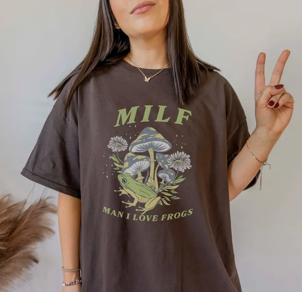 MILF Shirt, Man I Love Frogs Shirt,Frog and Mushroom Shirt,Goblincore Shirt,Cottagecore Shirt,Frogcore Shirt