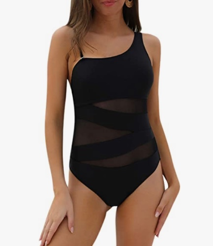 Blooming Jelly Women's Sexy One Piece Bathing Suits One Shoulder Swimsuits Slimming Mesh Swimwear at Amazon Women’s Clothing store