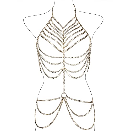 CCbodily Body Chain Jewelry for Women - Fashion Boho Backless Full Body Chain Belly Chain Jewelry Set for Costume Party - Style-1