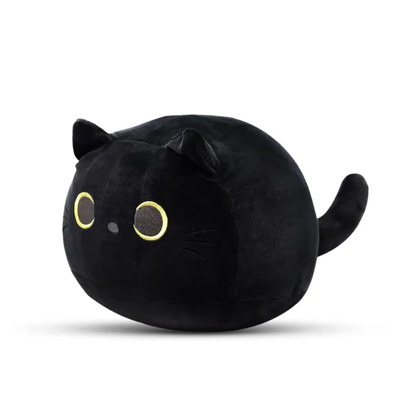 8" Black Cat Plush Toy Black Cat Pillow,Soft Plush Doll Cat Plushie Cat Pillow,Stuffed Animal Soft Plush Pillow Baby Plush Toys Cat Shape Design Sofa Pillow Decoration Doll - Black 8 in
