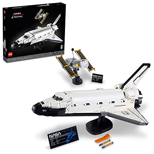 LEGO Icons NASA Space Shuttle Discovery 10283 Model Building Set - Spaceship Collection with Hubble Telescope, Detailed Display for Home or Office Decor, Gift Idea for Adults - Frustration-Free Packaging
