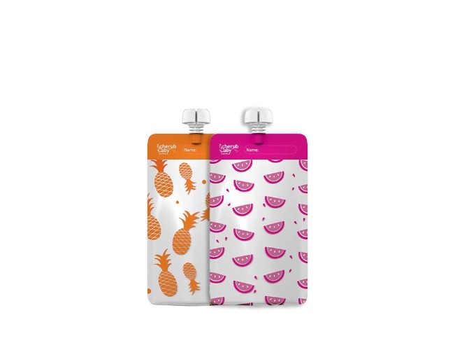 Cherub Baby Food Pouch 120Ml Pink Orange