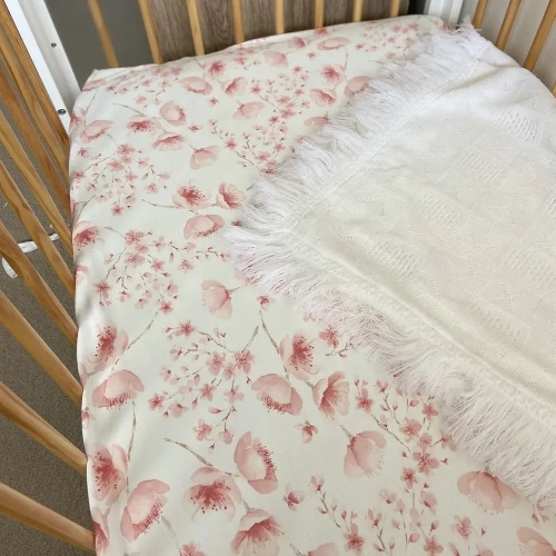 Jersey Cotton Cot Sheet - Cherry Blossom | Default Title