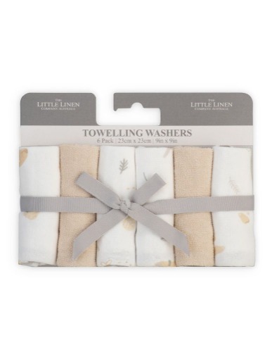 The Little Linen Co. Towelling Wash Cloth Nectar Bear 6 Pack