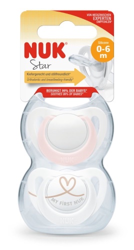 Nuk Star Orthodontic Soother - Girl Pink 0-6M
