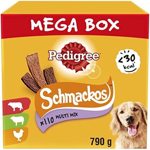 Pedigree Schmackos Mega Pack 110 Strips Snacks, Dog Treat Multipack with Beef, Lamb and Poultry Flavours - Meat Variety - 790 g (Pack of 1)