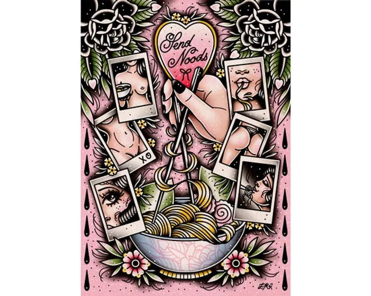 Send Noods noodles & Nudes Vintage Style Hand With Love | Etsy Australia