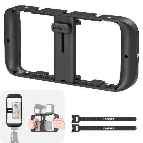 NEEWER Mobile Phone Video Rig, Mobile Phone Grip Stabiliser Cage with Cold Shoe and 1/4 Inch Thread, Video Recording Film Rig, Compatible with iPhone 16 15 Pro Max Plus 14 13 Mini X XS Max XR - without Neck Strap $29.94