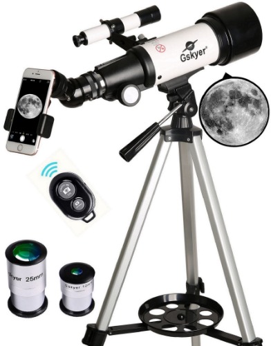 Gskyer Telescope, 70mm Aperture 400mm AZ Mount Astronomical Refracting Telescope for Kids Beginners - Travel Telescope with Carry Bag, Phone Adapter and Wireless Remote - 