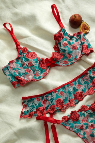 Red Lingerie with Roses | S / Red