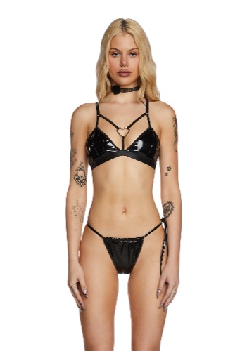 Midnight Love Bite Vinyl Bra | X-Small