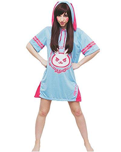 DAZCOS Loose Fit Hoodie DVA Sweatshirts Nightgowns Printed Bunny Sweet Dress - Small