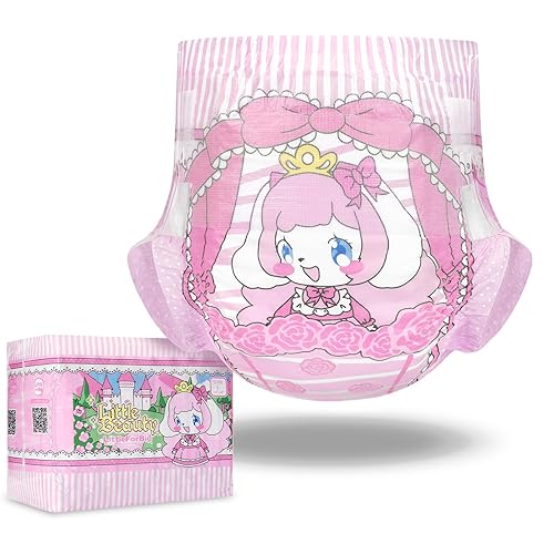 Littleforbig Adjustable Hook-and-Loop Fastener Closure Adult Printed Cloth Back Diaper 10 Pieces - Little Beauty (Large 36"-48") - Pink - Large