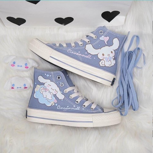 Blue Puppy Dog Painted High Tops - Blue / 9