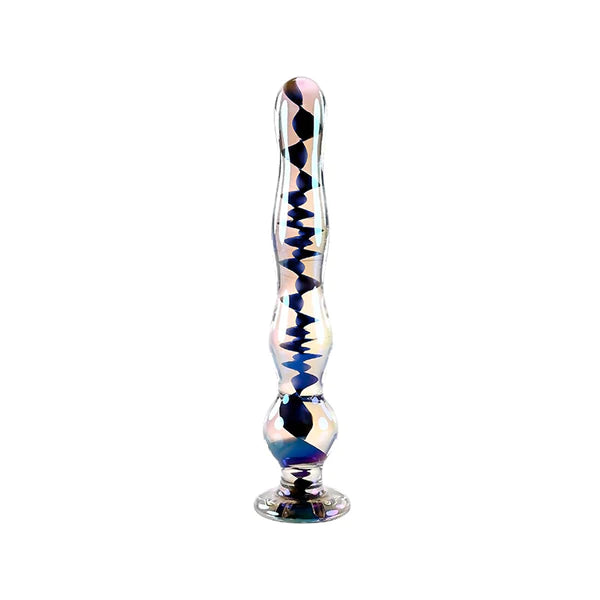 Playboy Pleasure Jewels Wand Glass Dildo - Rainbow